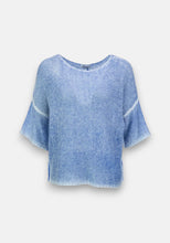 Lade das Bild in den Galerie-Viewer, Blauer Kurzarm-Pullover im Used-Look
