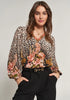 Seidenbluse mit floralem Leoprint