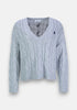 Boxy Zopfpullover Frog mit V-Ausschnitt grey pearl