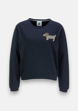 Lade das Bild in den Galerie-Viewer, Schwarzes Sweatshirt mit Dackel-Motiv
