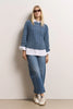 Zopfstrickpullover mit Stone-Wash-Effekt