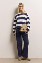 Lade das Bild in den Galerie-Viewer, Gestreiftes Sweatshirt mit Kordelzug