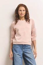 Lade das Bild in den Galerie-Viewer, Rosa Sweatpulli 3/4-Arm im Strick-Sweat-Mix