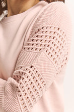 Lade das Bild in den Galerie-Viewer, Rosa Sweatpulli 3/4-Arm im Strick-Sweat-Mix
