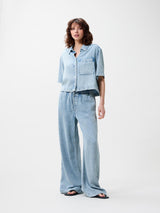 Lade das Bild in den Galerie-Viewer, Short sleeve denim blouse