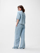 Lade das Bild in den Galerie-Viewer, Short sleeve denim blouse