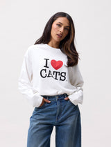 Lade das Bild in den Galerie-Viewer, Langarmshirt mit Katzenmotiv
