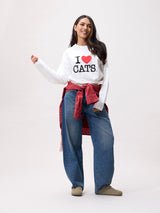 Lade das Bild in den Galerie-Viewer, Langarmshirt mit Katzenmotiv
