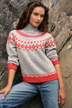 Lade das Bild in den Galerie-Viewer, Grauer Jacquardpullover aus 100% Merinowolle