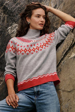Lade das Bild in den Galerie-Viewer, Grauer Jacquardpullover aus 100% Merinowolle