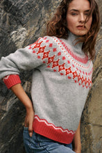 Lade das Bild in den Galerie-Viewer, Grauer Jacquardpullover aus 100% Merinowolle