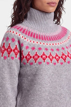 Lade das Bild in den Galerie-Viewer, Grauer Jacquardpullover aus 100% Merinowolle