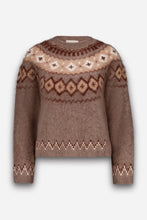 Lade das Bild in den Galerie-Viewer, Brauner Jacquard Strickpullover aus brushed wool