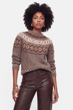 Lade das Bild in den Galerie-Viewer, Brauner Jacquard Strickpullover aus brushed wool