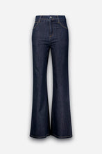 Lade das Bild in den Galerie-Viewer, Dunkelblaue High-Waist Schlagjeans