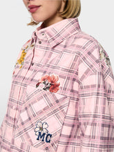 Lade das Bild in den Galerie-Viewer, Cord-Bluse mit Karodesign und Blumen