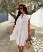 Lade das Bild in den Galerie-Viewer, Musselin Kleid Inesa Uni Weiß