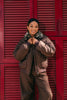 Bomberjacke mit abnehmbarem Faux-Fur-Kragen – Dark Brown