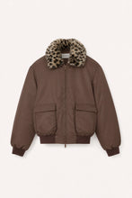 Lade das Bild in den Galerie-Viewer, Bomberjacke mit abnehmbarem Faux-Fur-Kragen – Dark Brown