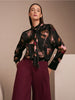 Schluppenbluse mit floralem Print