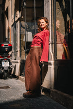 Lade das Bild in den Galerie-Viewer, Wide Leg Bundfaltenhose – Dark Brown