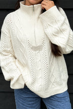 Lade das Bild in den Galerie-Viewer, Nevi Half Zip Knit Jumper Off White